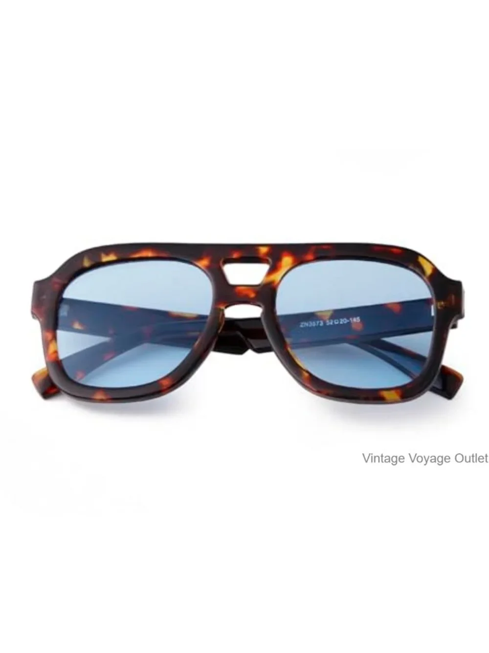 Hexagon Tortoiseshell Sunglasses Blue Tint UV400 Oversized Retro Unisex